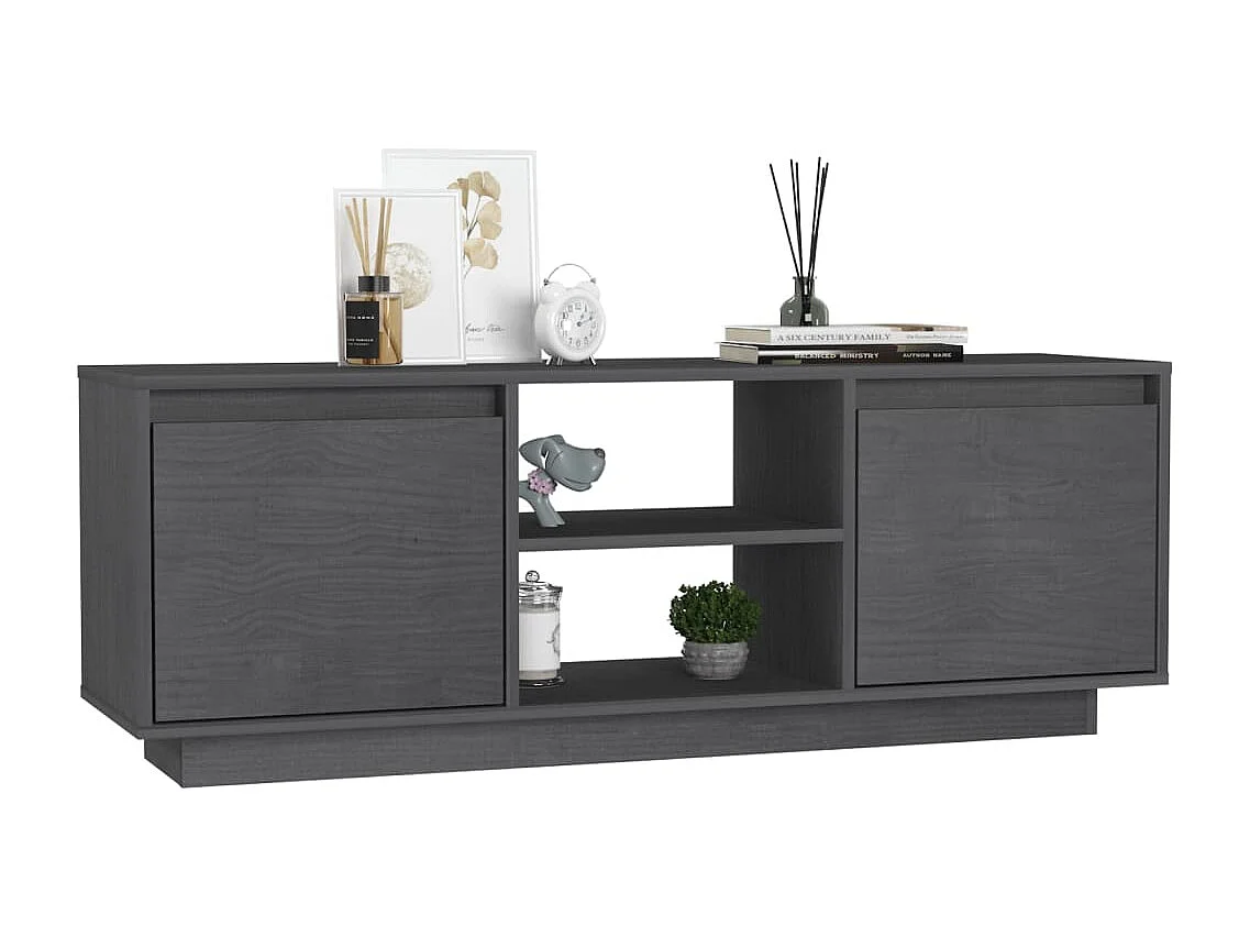 Meuble TV | Banc TV | Armoire TV Gris 110x30x40 cm Bois de pin massif