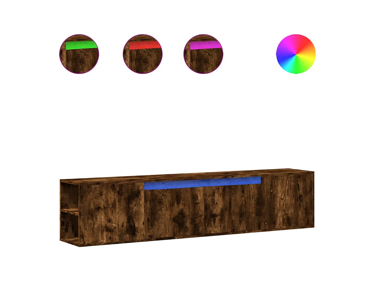 Tv-wandmeubel | TV-kast | Tv-Bank met LED-verlichting 180x31x39,5 cm gerookt eiken