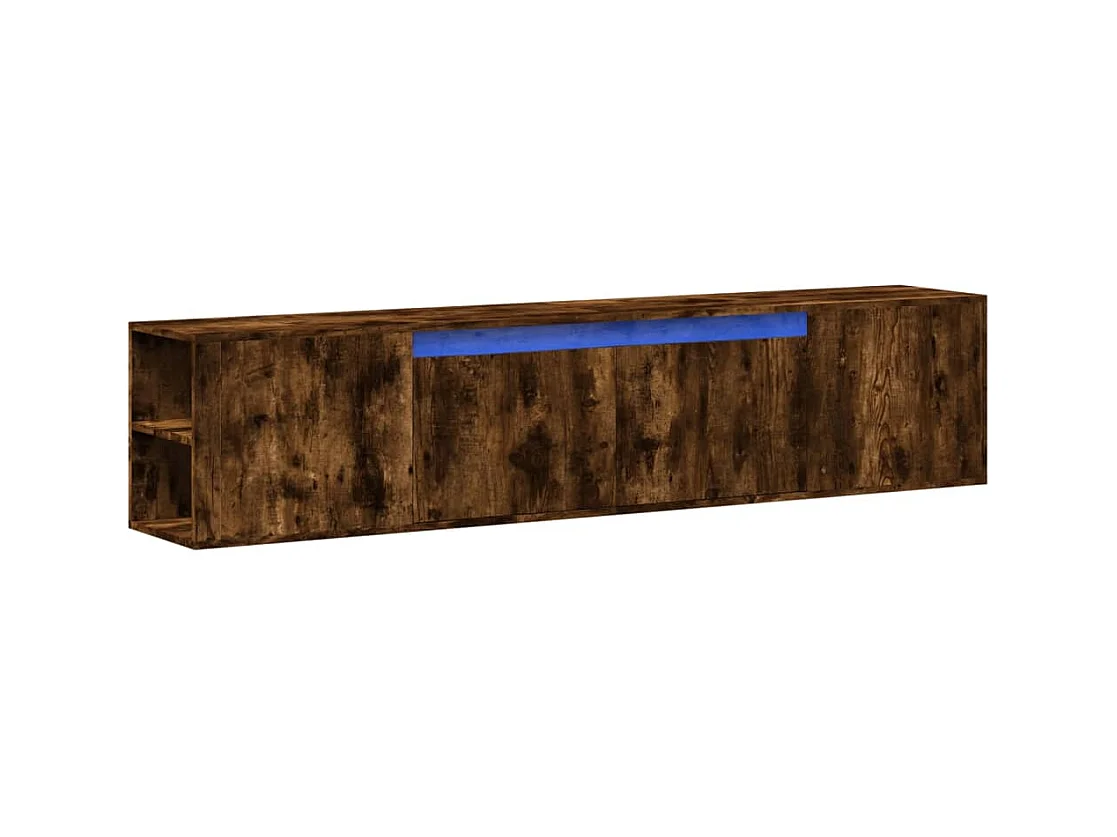 Tv-wandmeubel | TV-kast | Tv-Bank met LED-verlichting 180x31x39,5 cm gerookt eiken