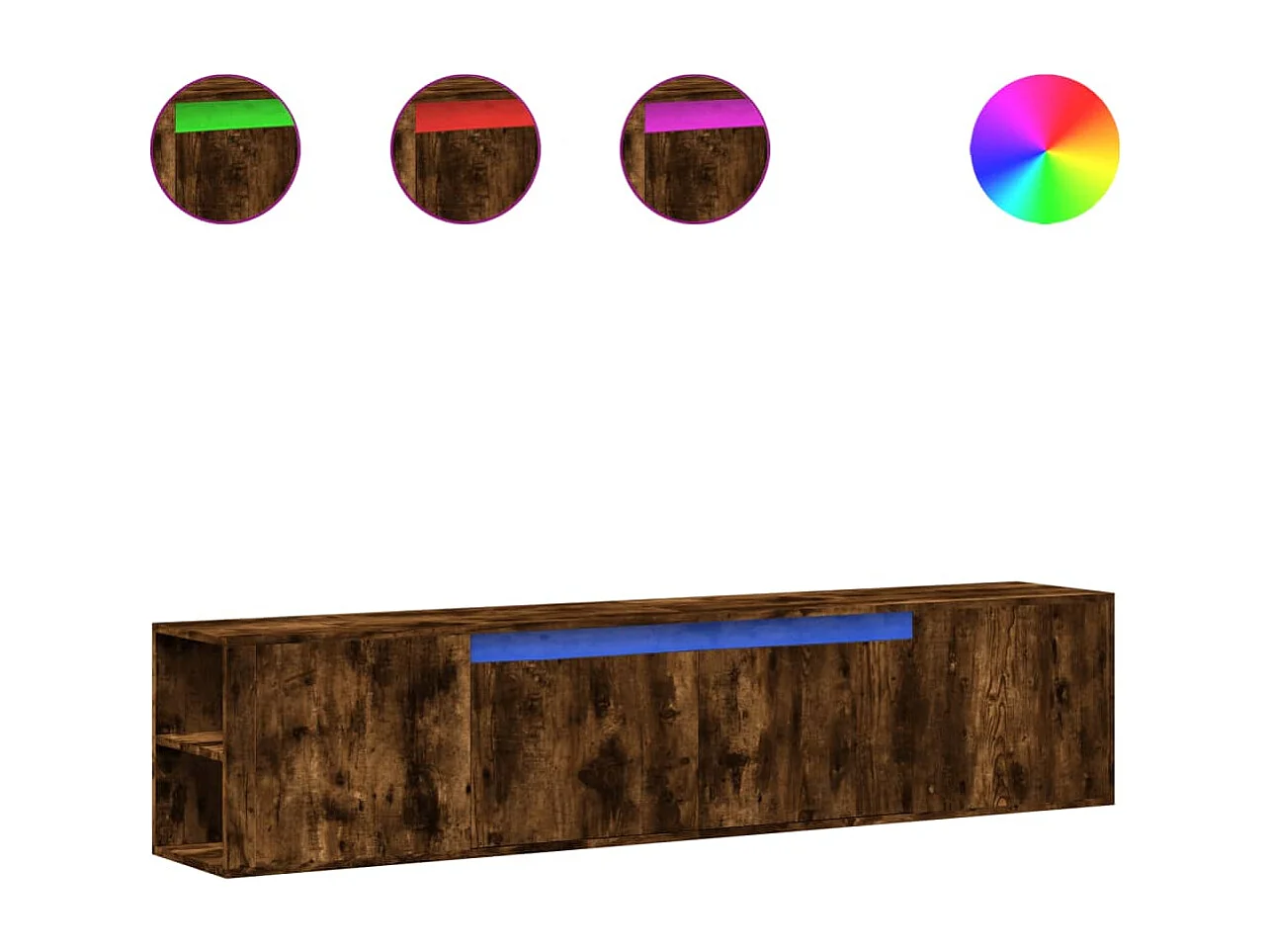 Tv-wandmeubel | TV-kast | Tv-Bank met LED-verlichting 180x31x39,5 cm gerookt eiken