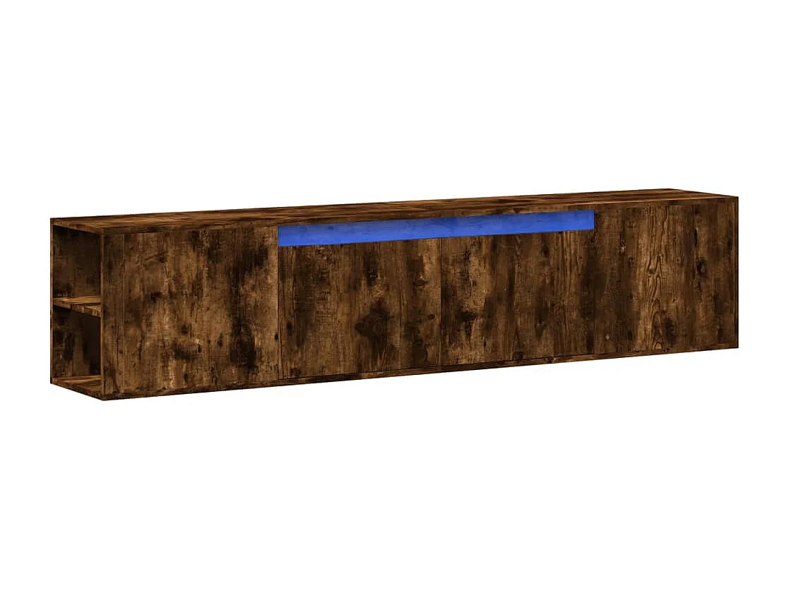 Tv-wandmeubel | TV-kast | Tv-Bank met LED-verlichting 180x31x39,5 cm gerookt eiken