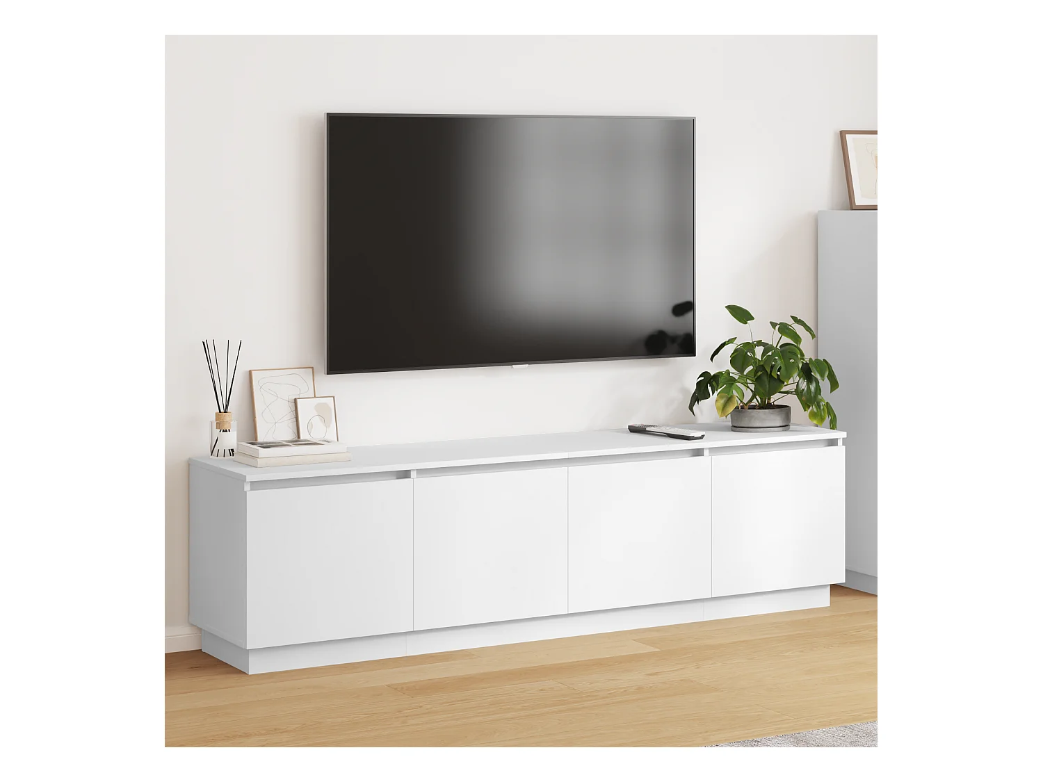 Meuble TV | Banc TV | Armoire TV avec LED Blanc 180x38x49 cm en Bois d'ingénierie