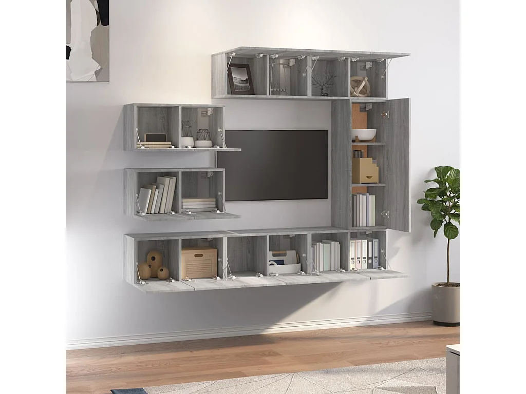 Ensemble de meubles TV | Bancs TV | Armoires TV 8 pcs Sonoma gris Bois d'ingénierie