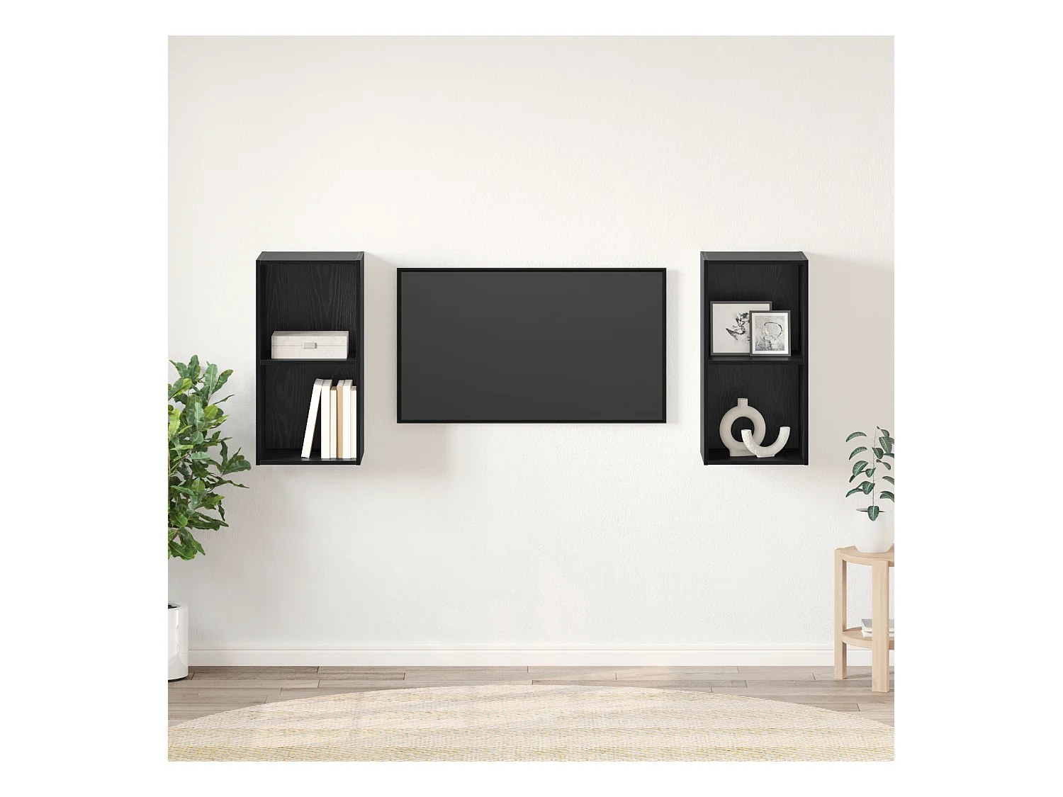 Mueble de TV | Mueble de salón de Pared 2 pcs Roble negro 37 x 37 x 72 cm