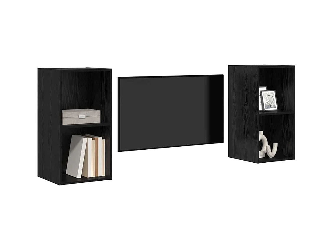 Mueble de TV | Mueble de salón de Pared 2 pcs Roble negro 37 x 37 x 72 cm