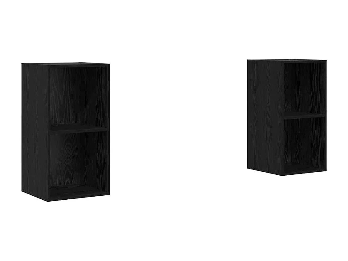 Wand TV kast | Tv-meubel | Tv-Bank 2 pcs Zwart eiken 37 x 37 x 72 cm Bewerkt hout