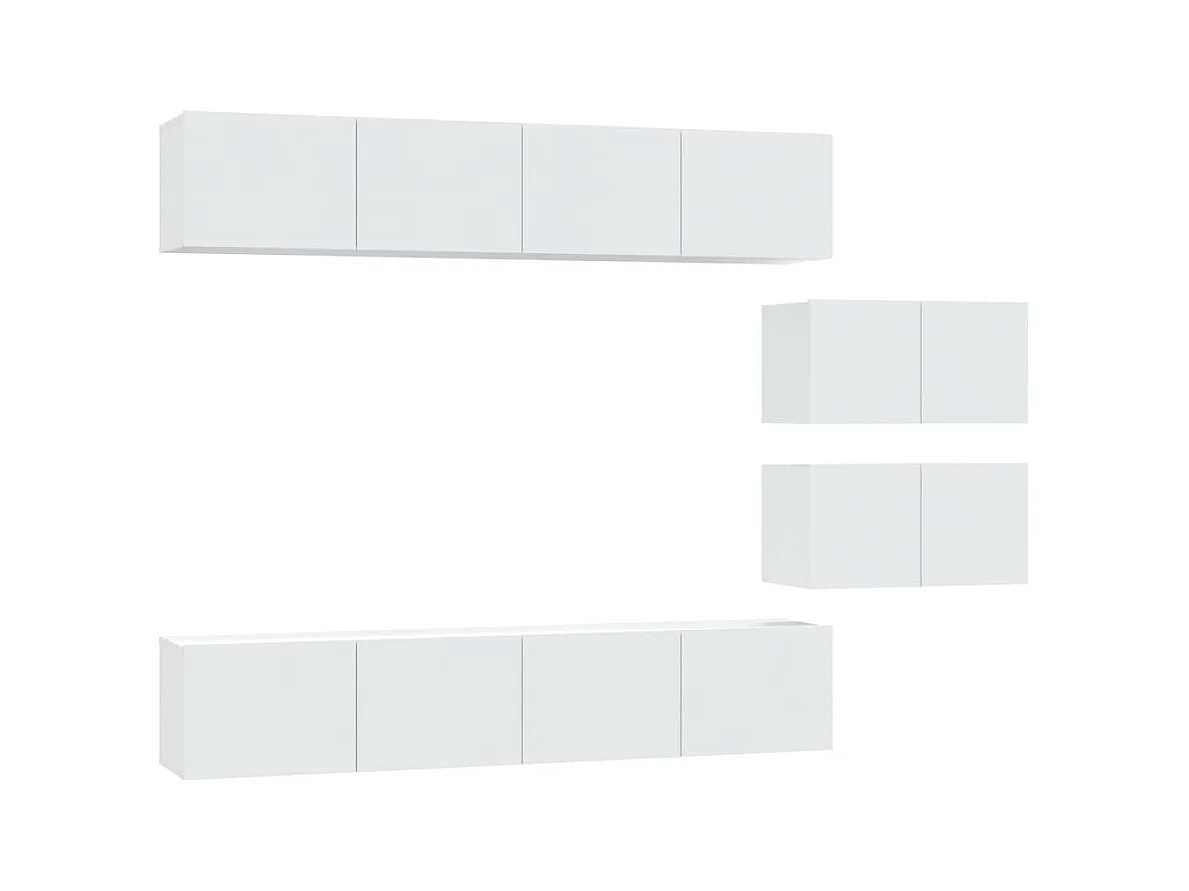 Set de muebles para TV  | Gabinetes de TV |  Muebles de salón 6 piezas madera contrachapada blanco