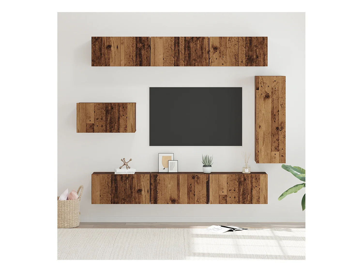 Tv-meubelset | Tv-Bank | TV-kast 8 pcs Oud hout 30.5 x 30 x 90 cm Bewerkt hout