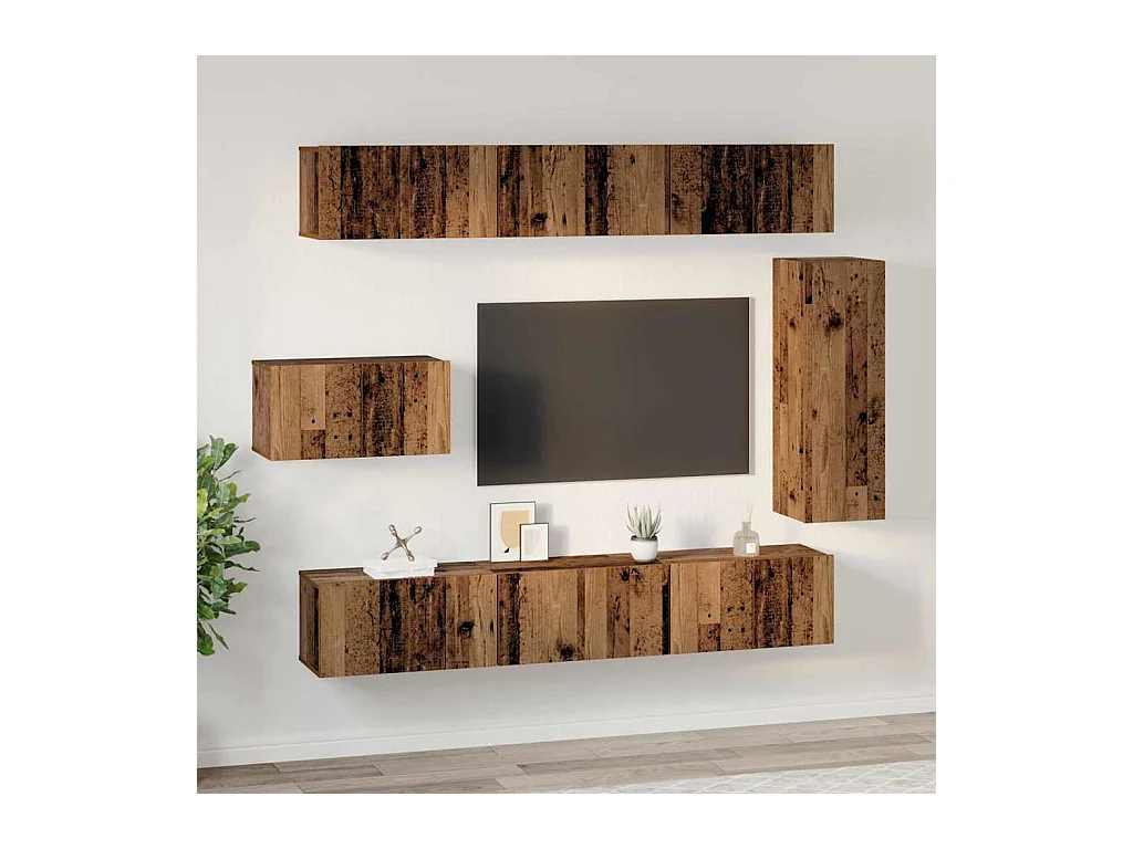 Tv-meubelset | Tv-Bank | TV-kast 8 pcs Oud hout 30.5 x 30 x 90 cm Bewerkt hout