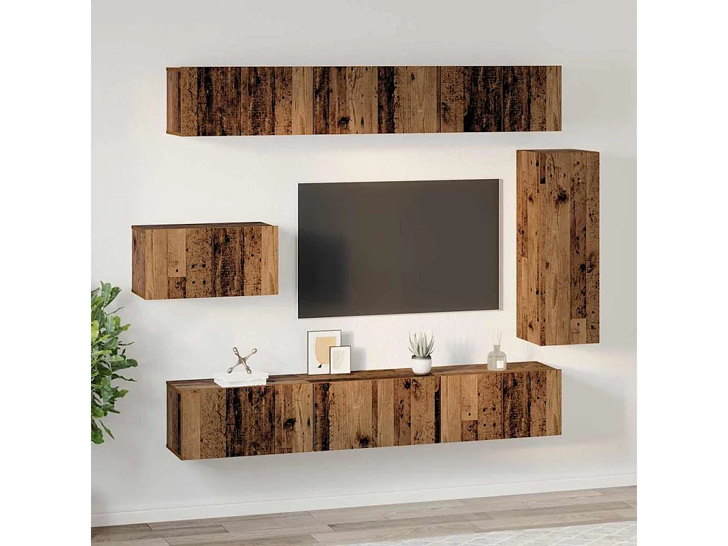 Tv-meubelset | Tv-Bank | TV-kast 8 pcs Oud hout 30.5 x 30 x 90 cm Bewerkt hout