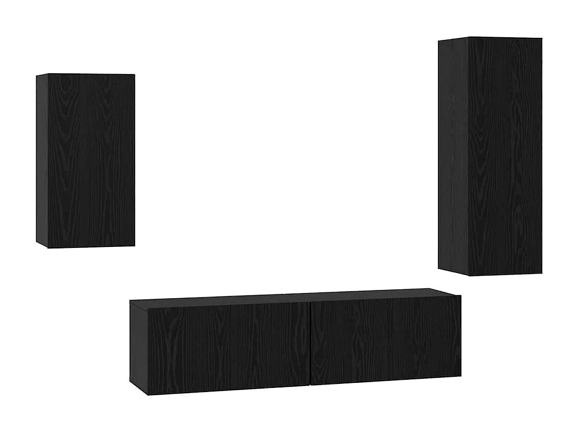Conjunto de Mueble de TV | Mueble de salón 4 pcs Roble negro 30.5 x 30 x 90 cm
