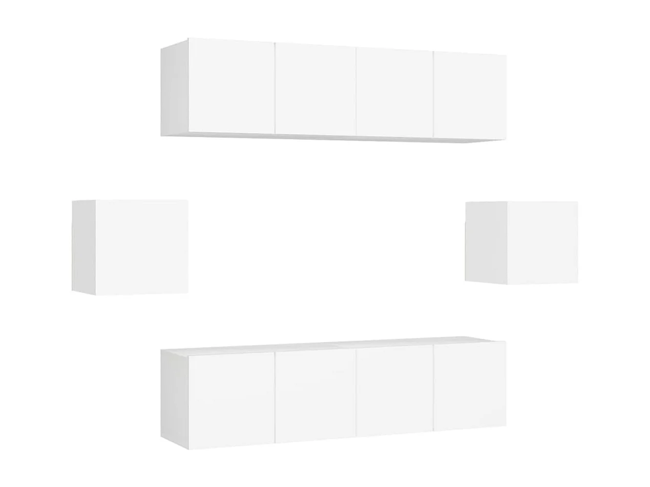 Ensemble de meubles TV | Bancs TV | Armoires TV 6 pcs Blanc Bois d'ingénierie