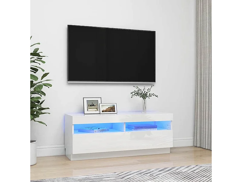 Mueble de TV | Mueble de salón con luces LED blanco brillante 100x35x40 cm