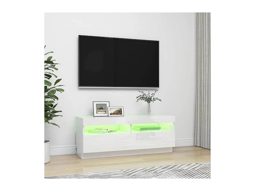 Mueble de TV | Mueble de salón con luces LED blanco brillante 100x35x40 cm