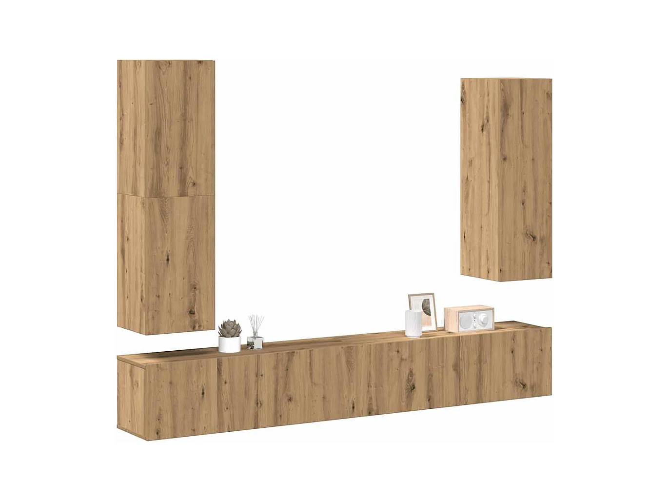 Mueble para TV  | Gabinete de TV |  Mueble de salón de pared madera contrachapada artesanal 4 piezas