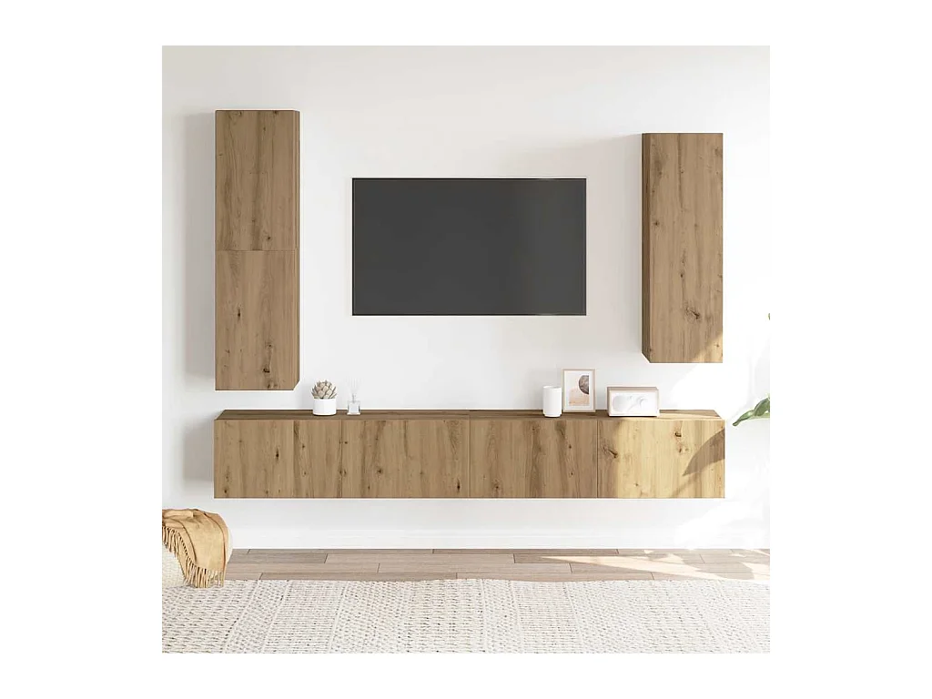 Mueble para TV  | Gabinete de TV |  Mueble de salón de pared madera contrachapada artesanal 4 piezas