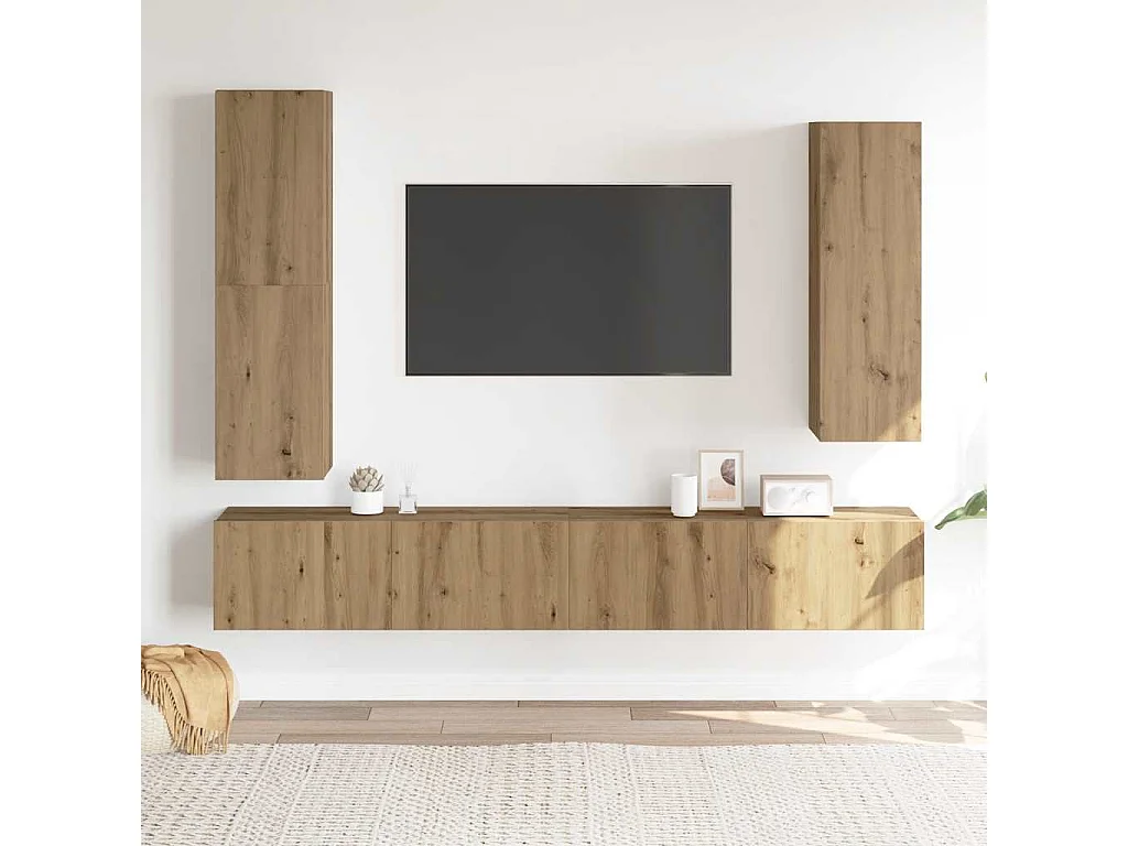 Ensemble de meuble TV | Banc TV | Armoire TV mural 4 pcs chêne artisanal