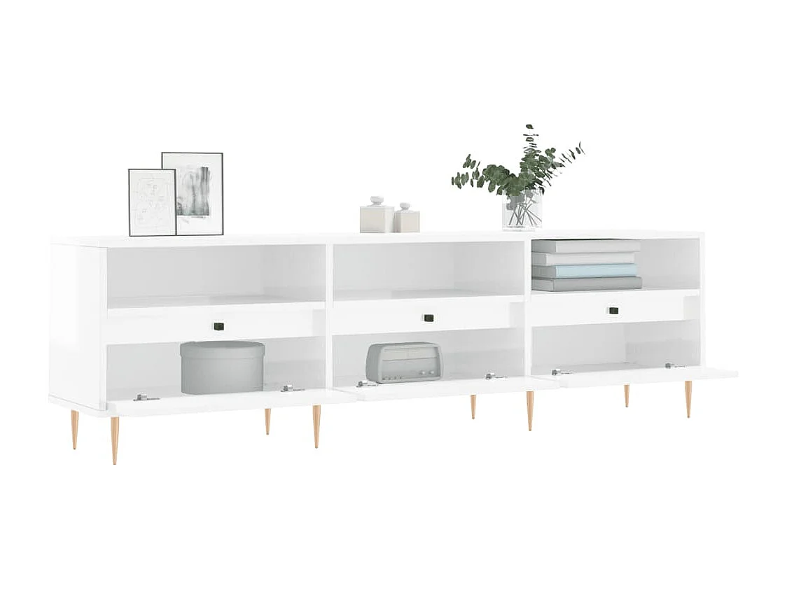 Meuble TV | Banc TV | Armoire TV blanc brillant 150x30x44,5 cm bois d'ingénierie