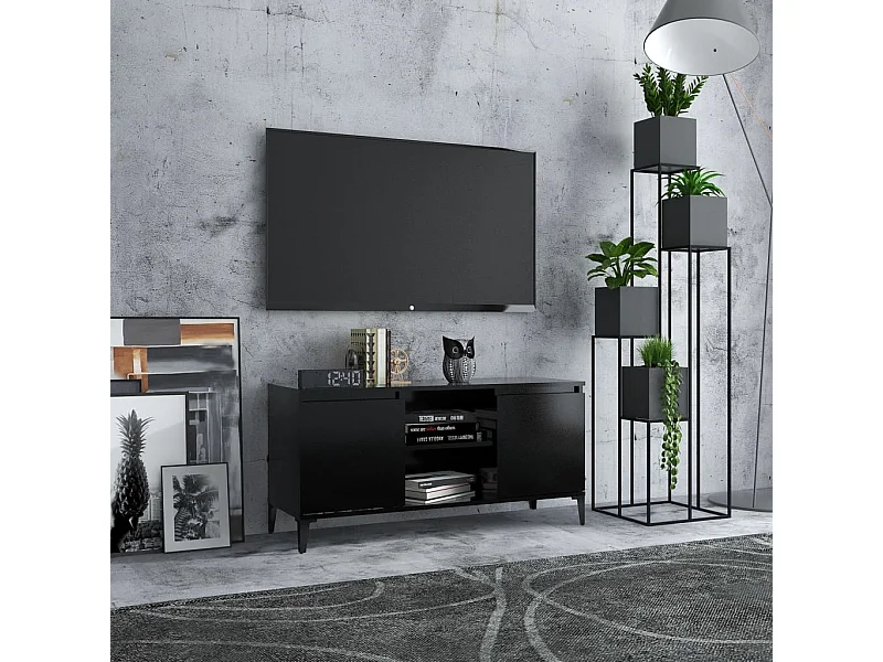 Meuble TV | Banc TV | Armoire TV avec pieds en métal Noir 103,5x35x50 cm