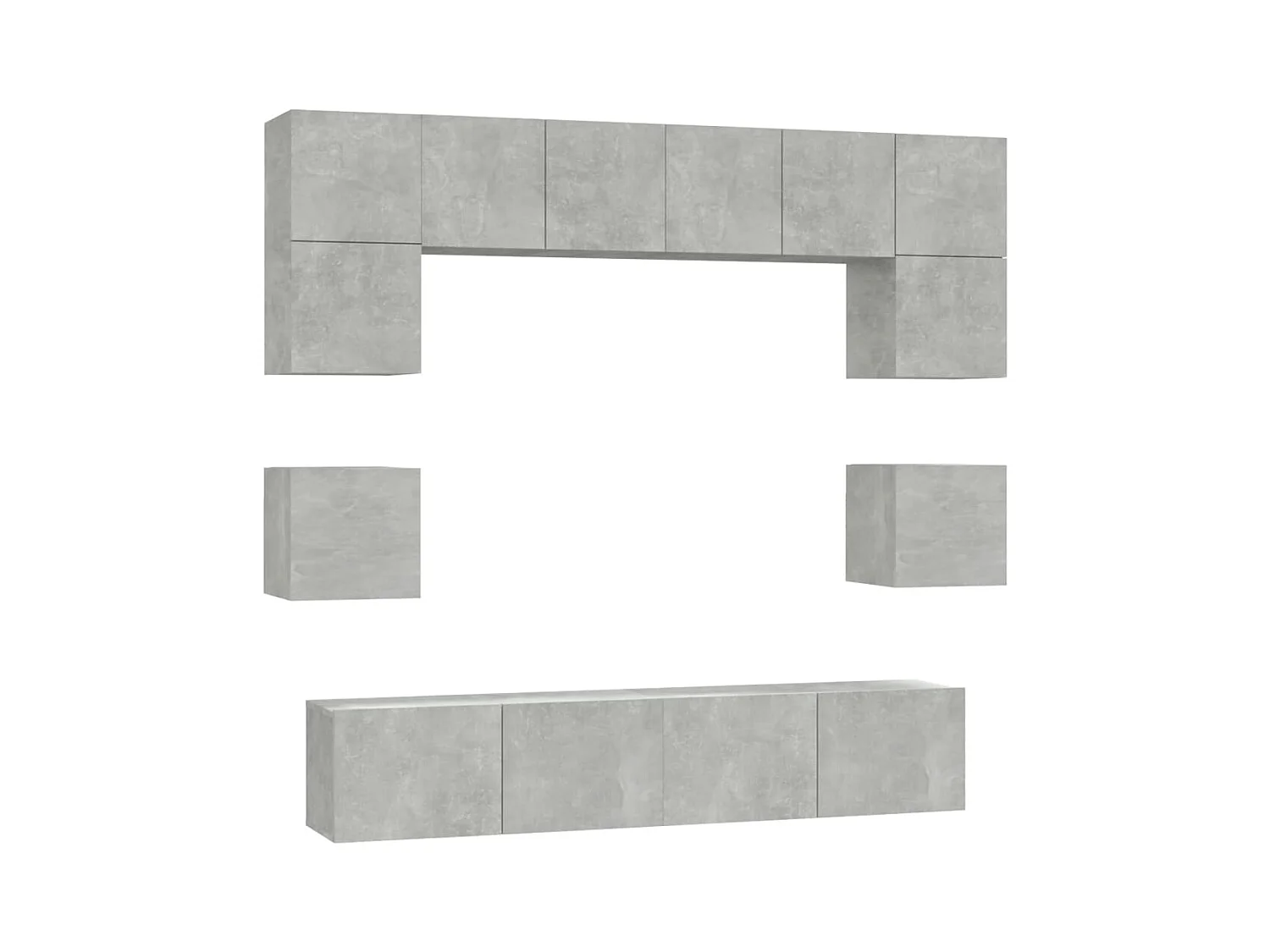 Set de muebles de TV | Gabinetes de TV |  Muebles de salón 8 pzas madera contrachapada gris hormigón