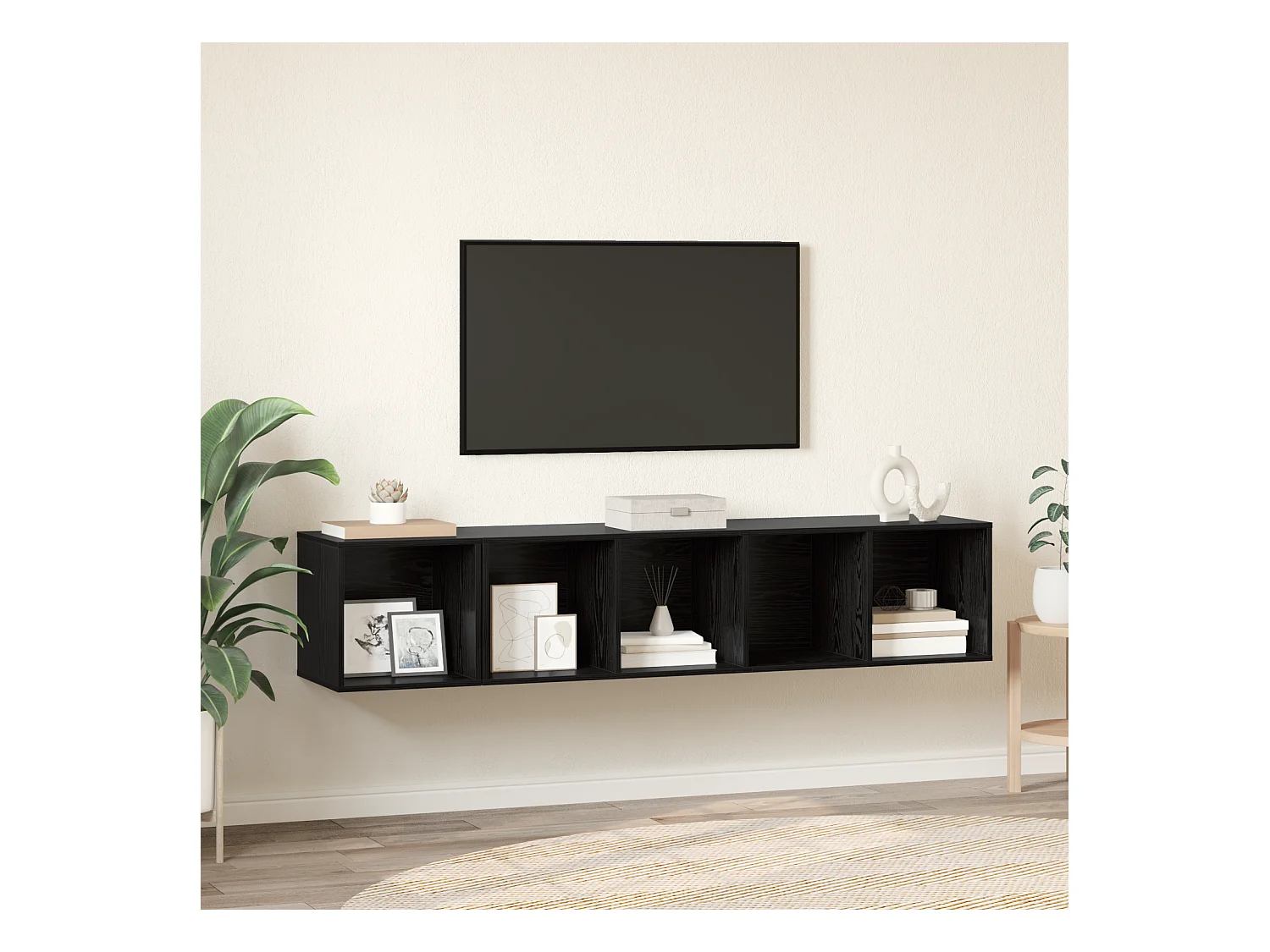 Juego de muebles de TV | Gabinete de TV | Mueble de salón 2 pcs Roble negro 37 x 37 x 142.5 cm