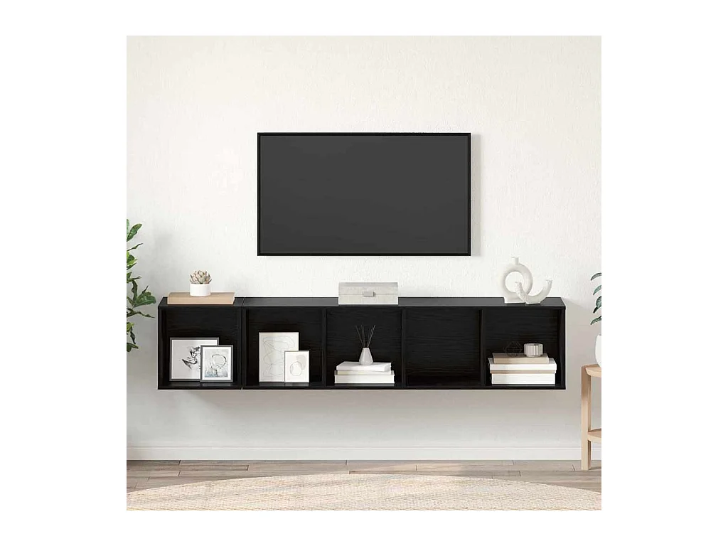 Juego de muebles de TV | Gabinete de TV | Mueble de salón 2 pcs Roble negro 37 x 37 x 142.5 cm