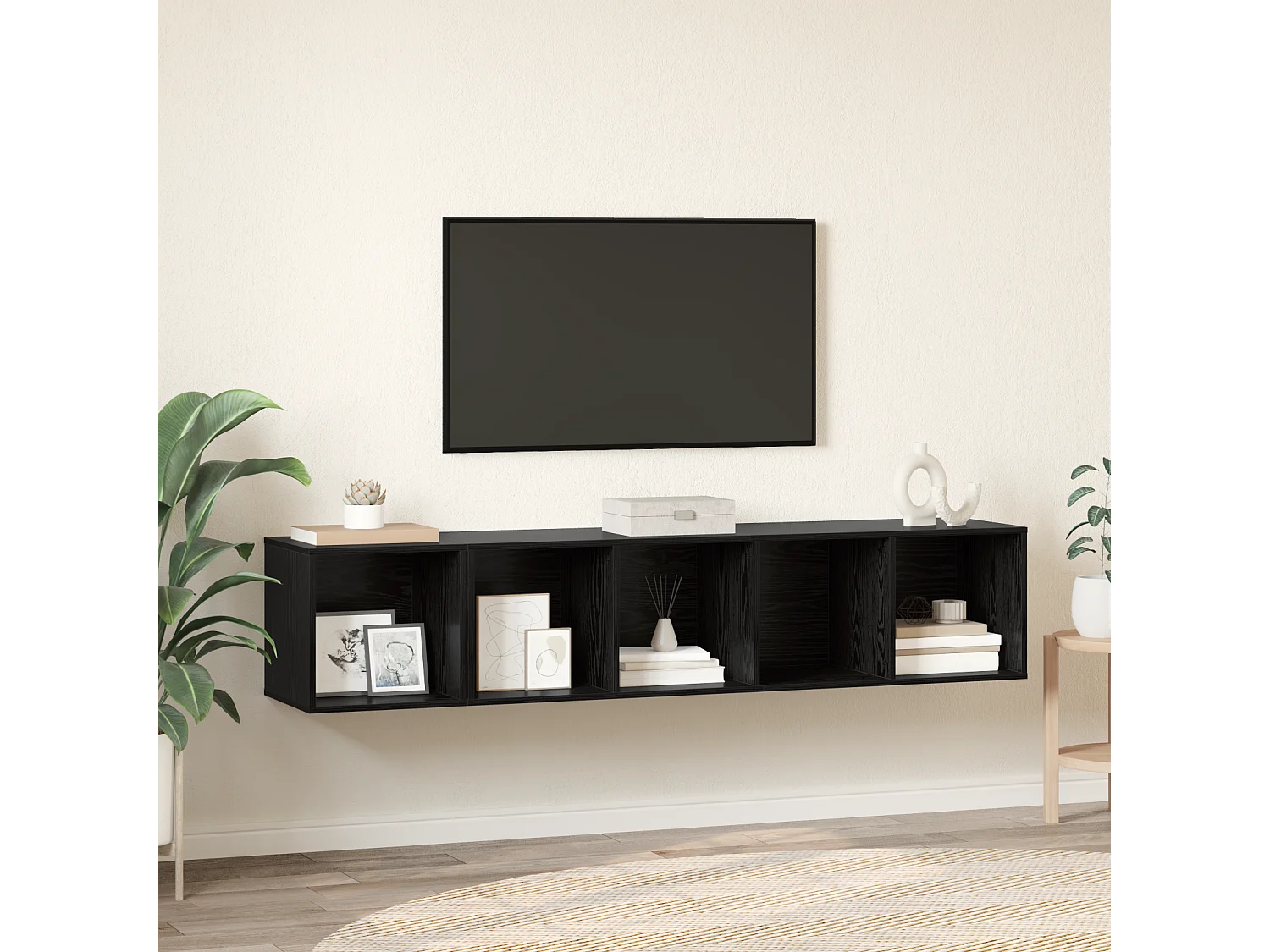 Juego de muebles de TV | Gabinete de TV | Mueble de salón 2 pcs Roble negro 37 x 37 x 142.5 cm