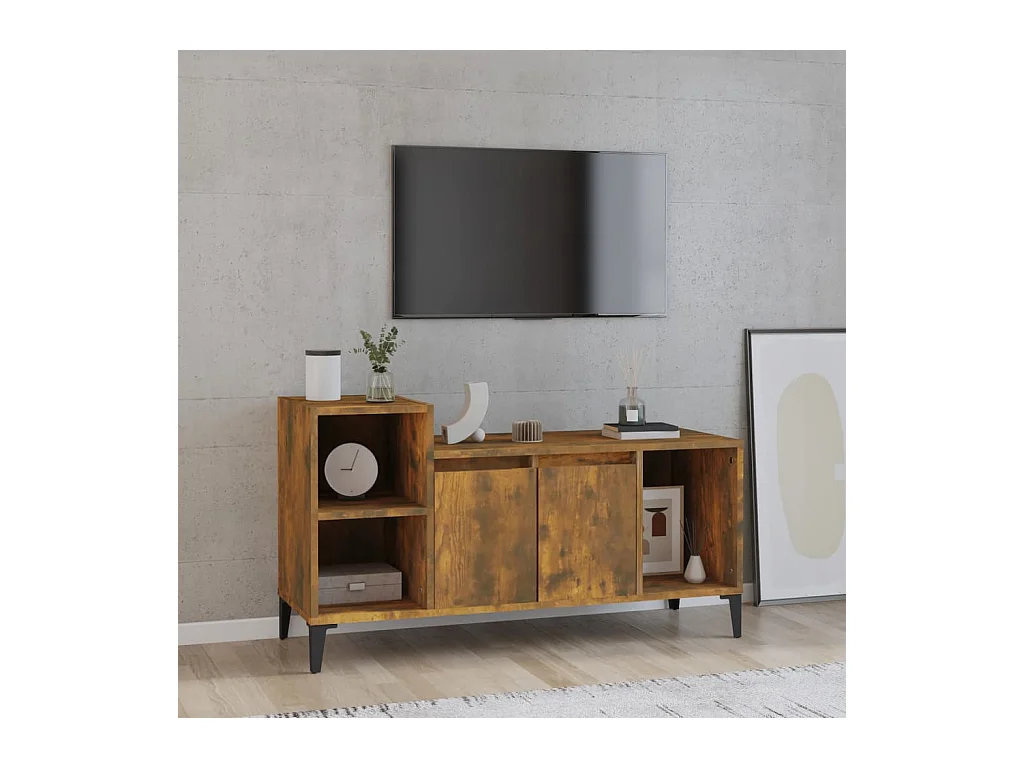 Mueble para TV  | Gabinete de TV |  Mueble de salón madera contrachapada roble ahumado 100x35x55 cm