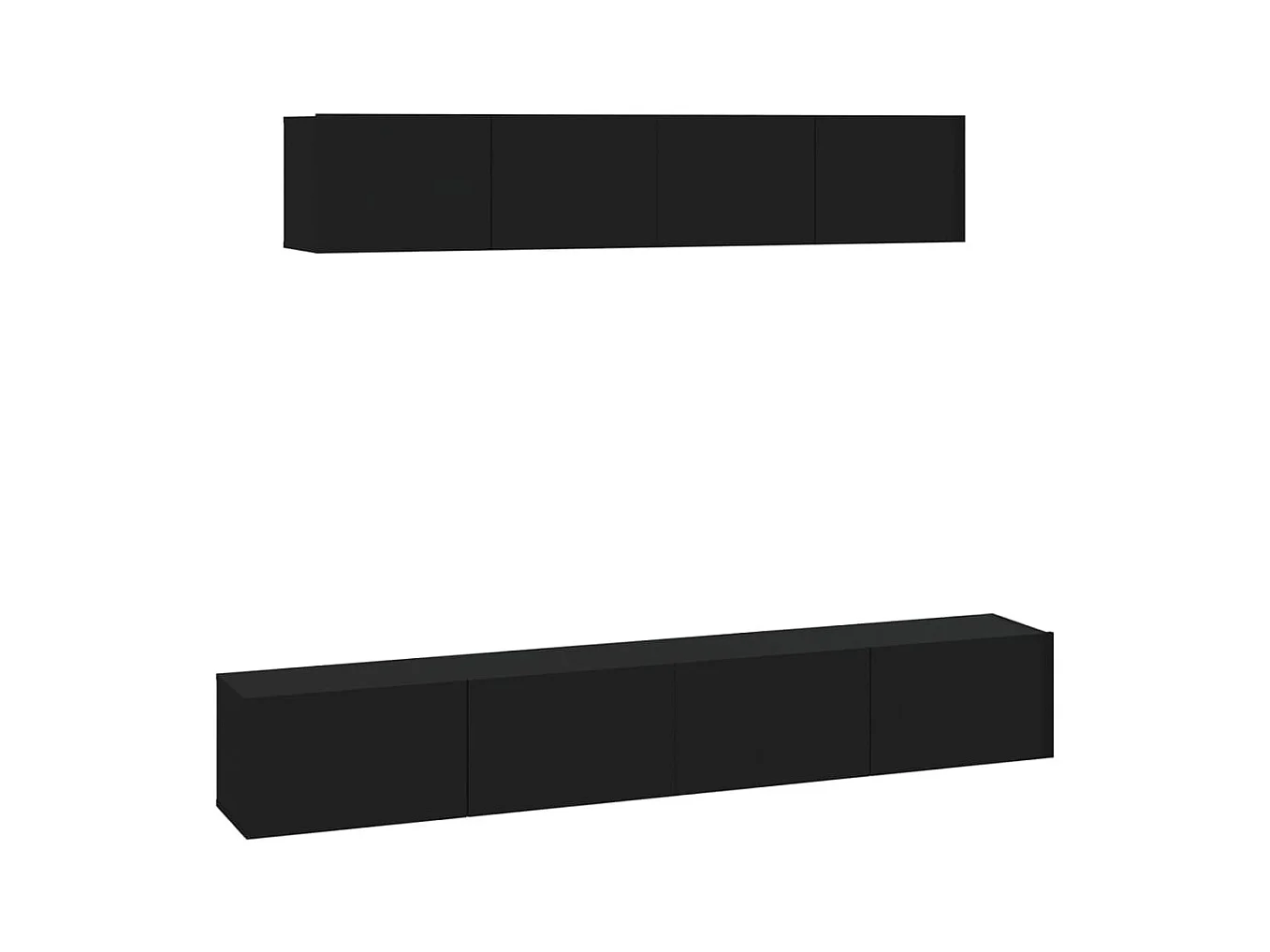 Set de muebles para TV  | Gabinetes de TV |  Muebles de salón 4 piezas madera contrachapada negro