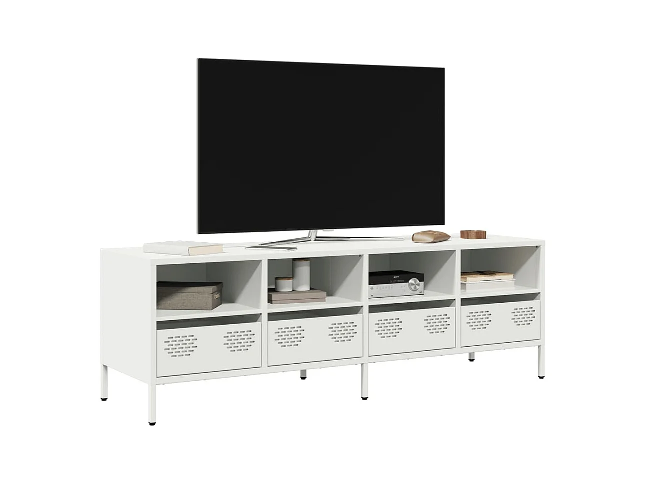 Mueble para TV  | Gabinete de TV |  Mueble de salón acero laminado en frío blanco 135x39x43,5 cm