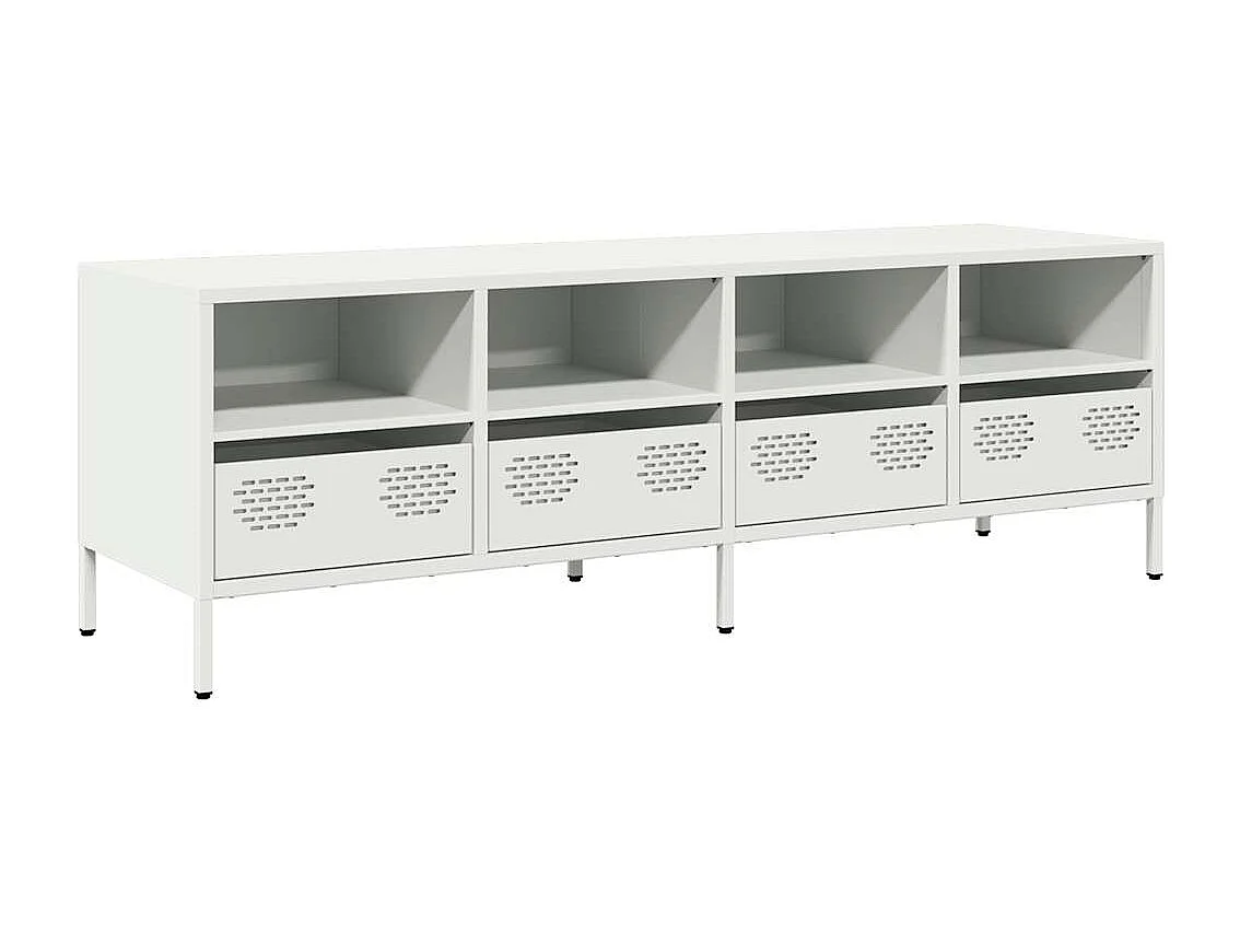 Meuble TV | Banc TV | Armoire TV blanc 135x39x43,5 cm acier laminé à froid