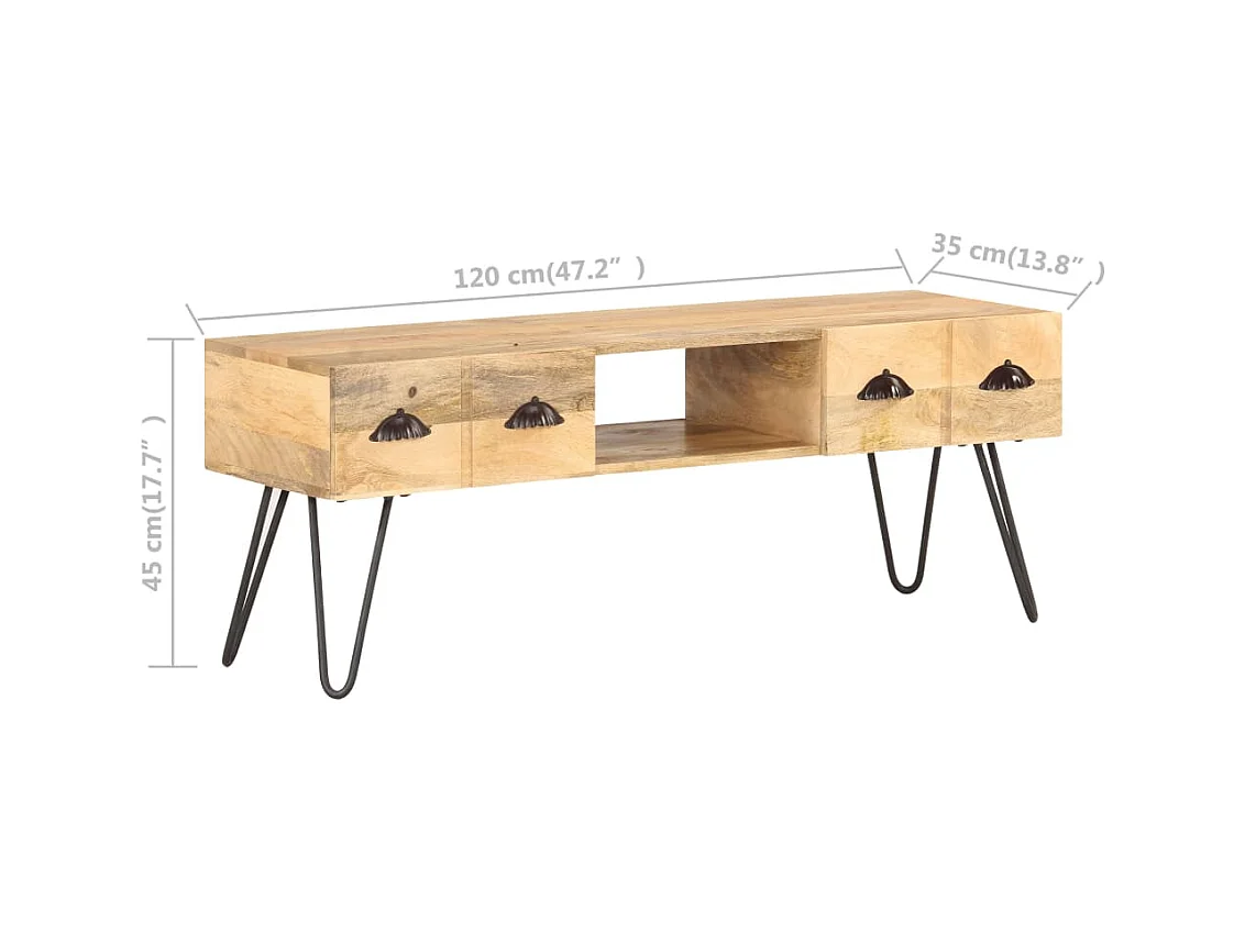 Mueble para TV  | Gabinete de TV |  Mueble de salón madera maciza de mango 120x35x45 cm