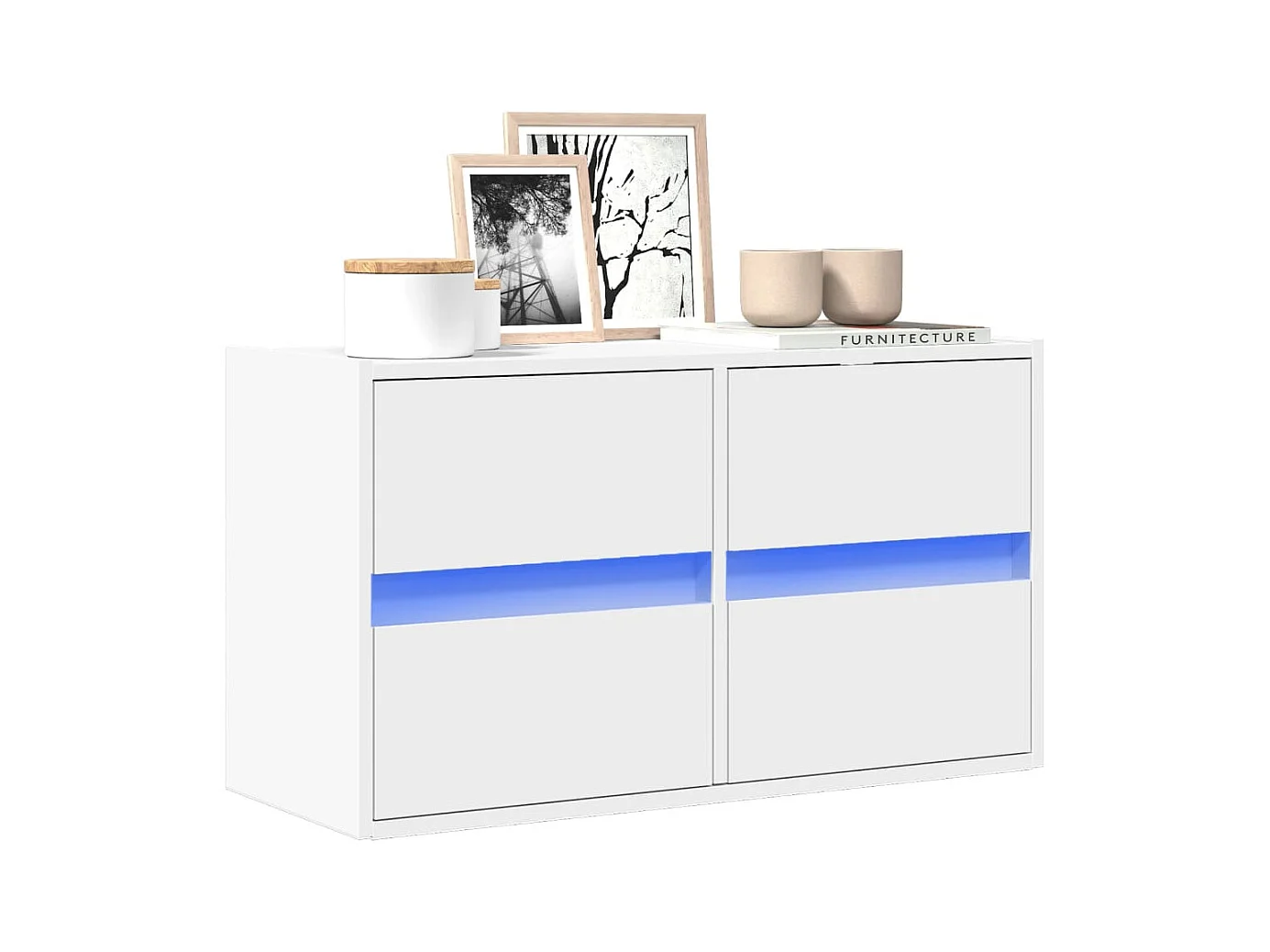 Tv-wandmeubel | TV-kast | Tv-Bank met LED-verlichting 80x31x45 cm wit