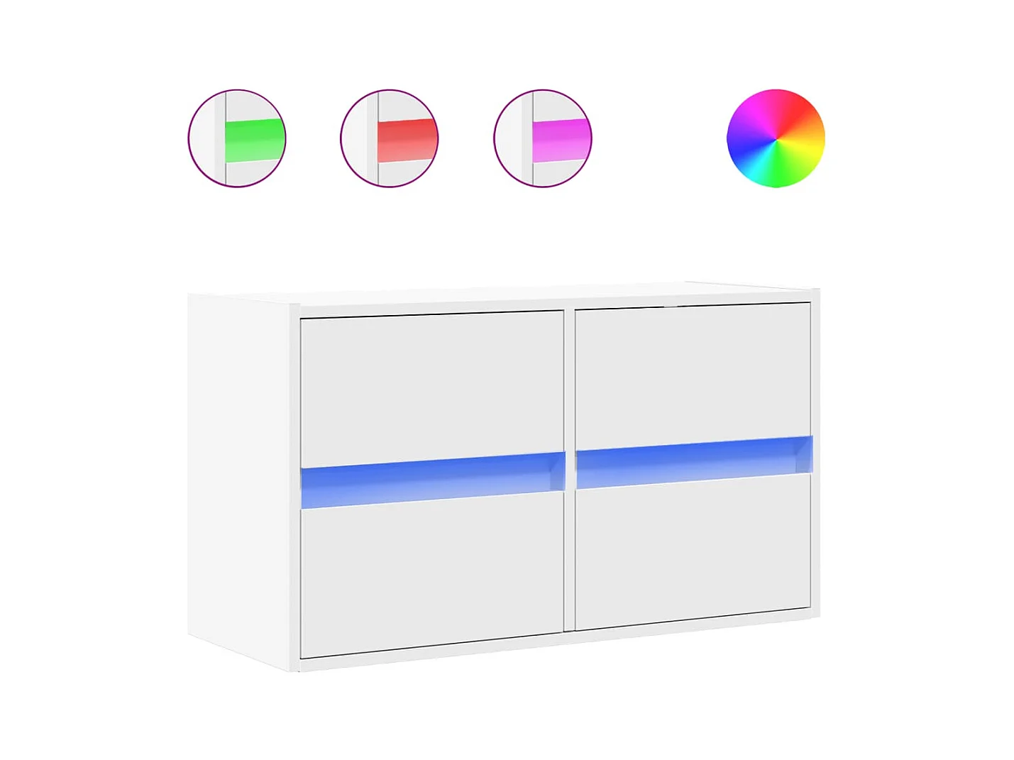 Tv-wandmeubel | TV-kast | Tv-Bank met LED-verlichting 80x31x45 cm wit