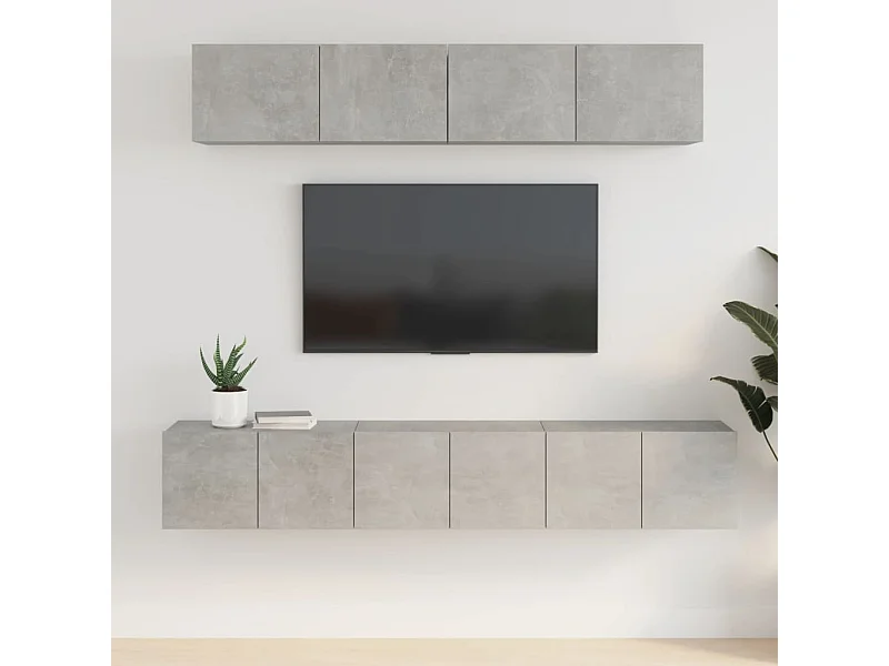 Set de muebles de TV | Gabinetes de TV |  Muebles de salón 5 pzas madera contrachapada gris hormigón