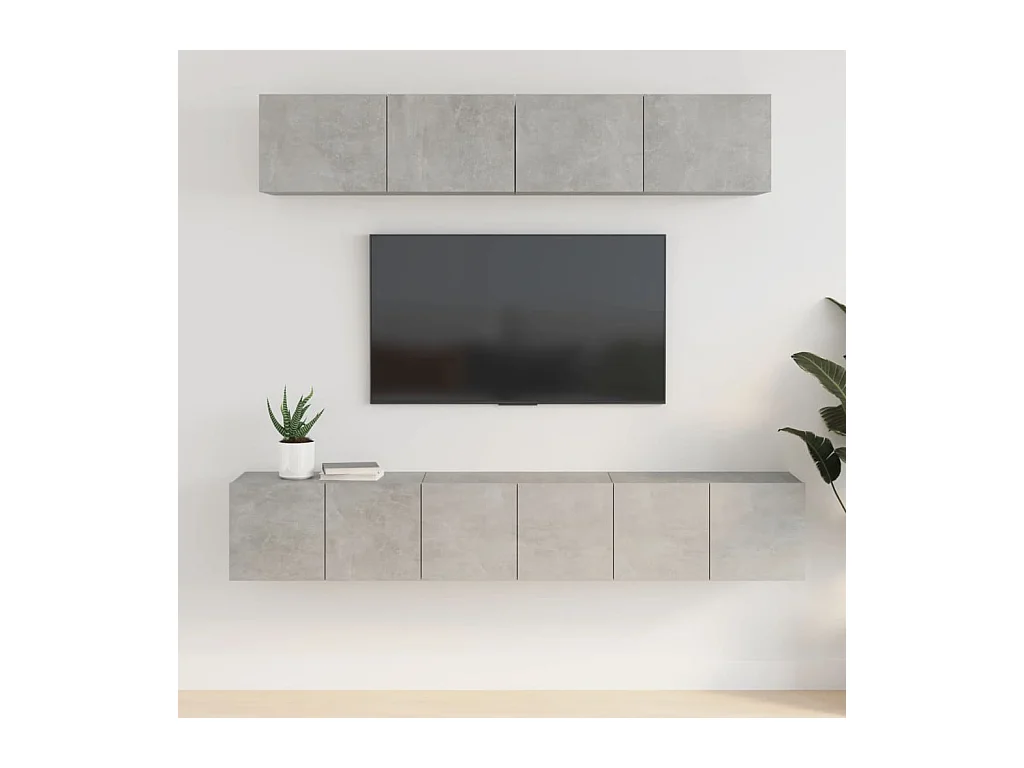 Set de muebles de TV | Gabinetes de TV |  Muebles de salón 5 pzas madera contrachapada gris hormigón