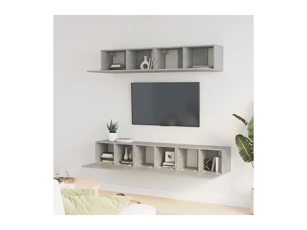 Set de muebles de TV | Gabinetes de TV |  Muebles de salón 5 pzas madera contrachapada gris hormigón