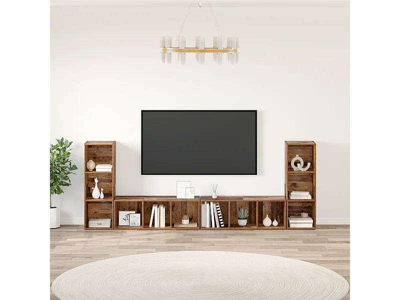 Gabinete de TV | Mueble de TV | Mueble de salón 4 pcs Madera vieja 37 x 35 x 107.5 cm