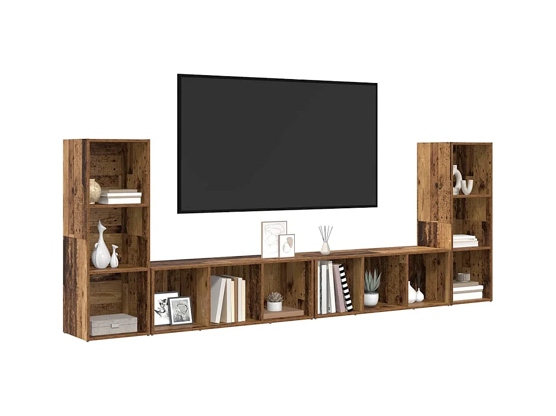 Gabinete de TV | Mueble de TV | Mueble de salón 4 pcs Madera vieja 37 x 35 x 107.5 cm