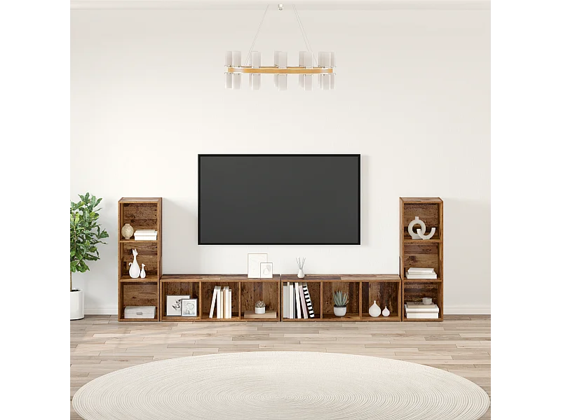 TV-kast | Tv-meubel | Tv-Bank 4 pcs Oude hout 37 x 35 x 107.5 cm Engineered hout