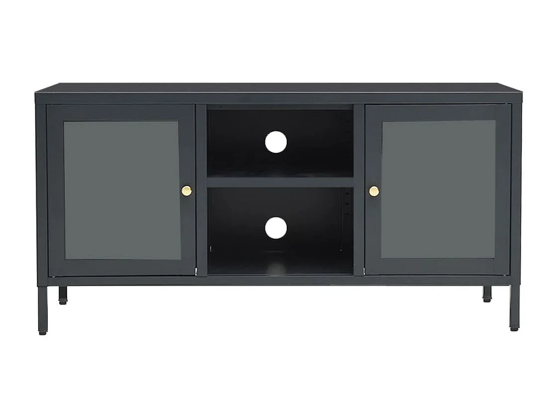 Meuble TV | Banc TV | Armoire TV Anthracite 105x35x52 cm Acier et verre