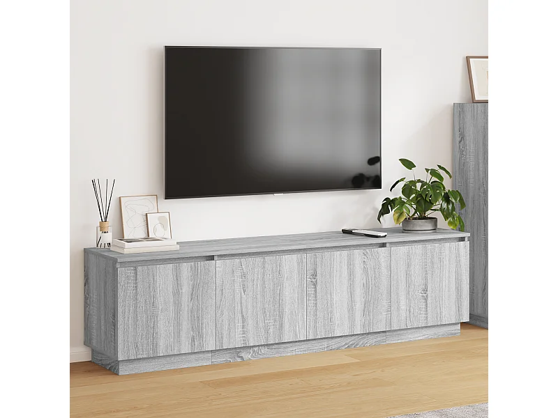 Meuble TV | Banc TV | Armoire TV avec LED Gris Sonoma 180x38x49 cm Bois d'ingénierie