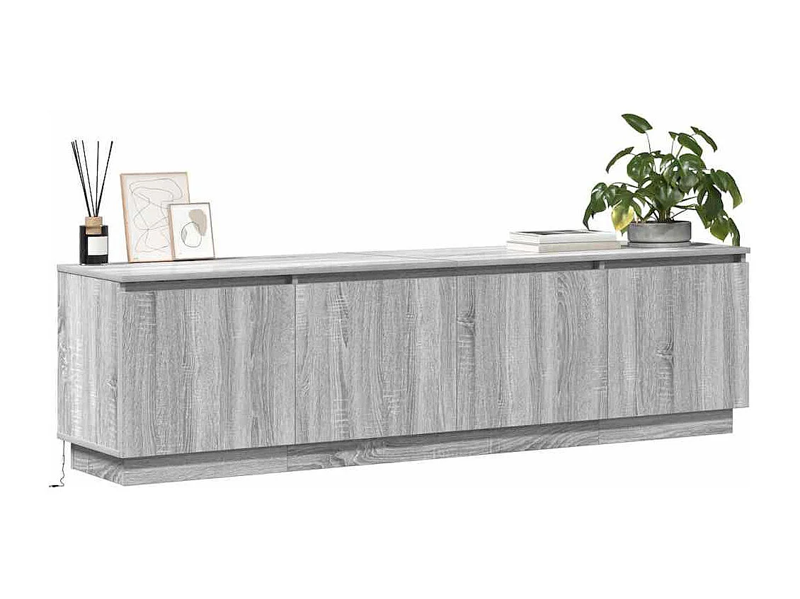 Tv-meubel | Tv-Bank | TV-kastmet LED Grijs Sonoma 180x38x49 cm Gemaakt van Houtcomposiet