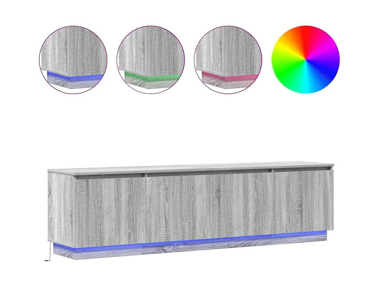 Tv-meubel | Tv-Bank | TV-kastmet LED Grijs Sonoma 180x38x49 cm Gemaakt van Houtcomposiet