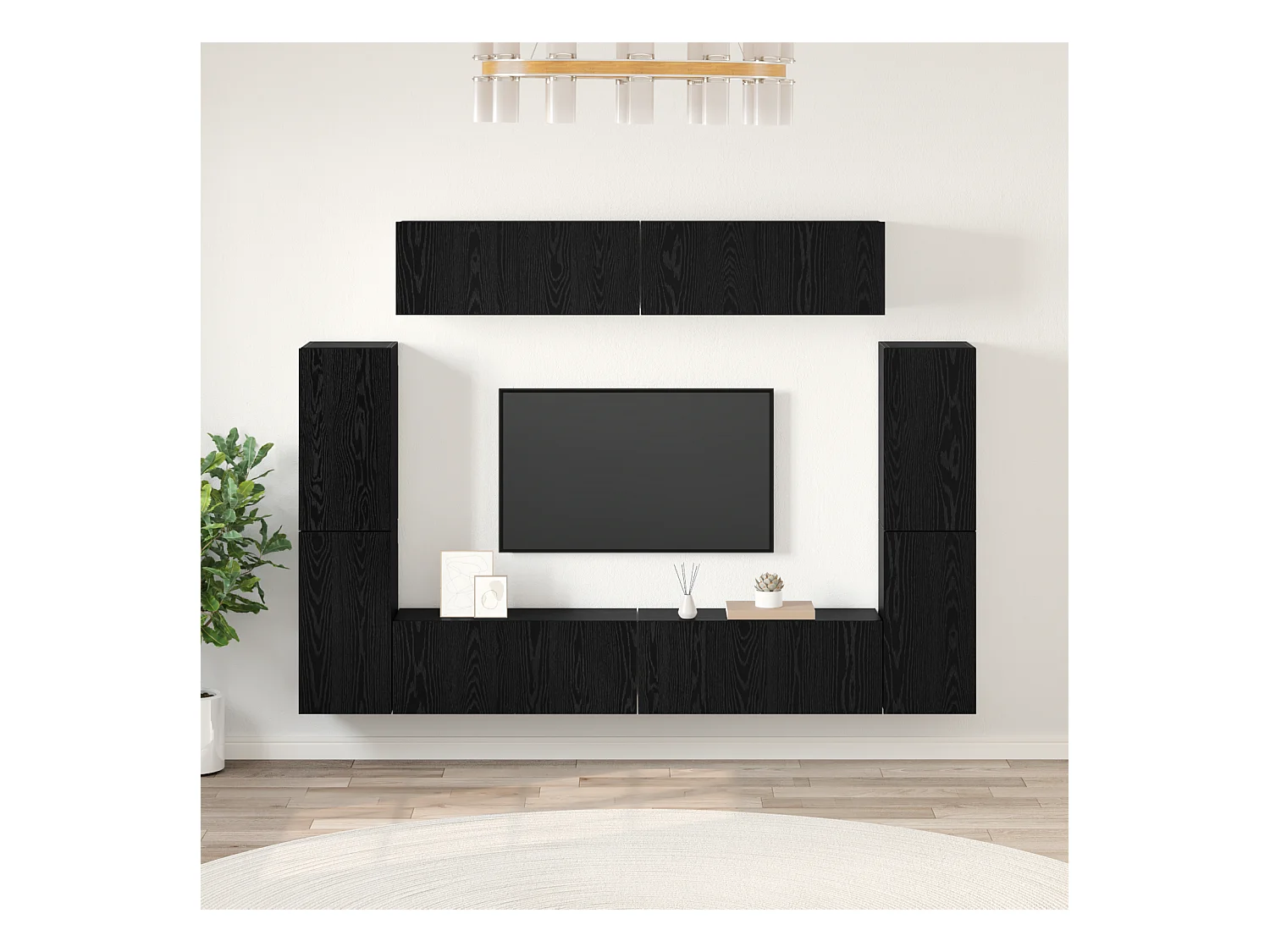 Conjunto de Mueble de TV | Mueble de salón 8 pcs Roble negro 80 x 30 x 30.5 cm