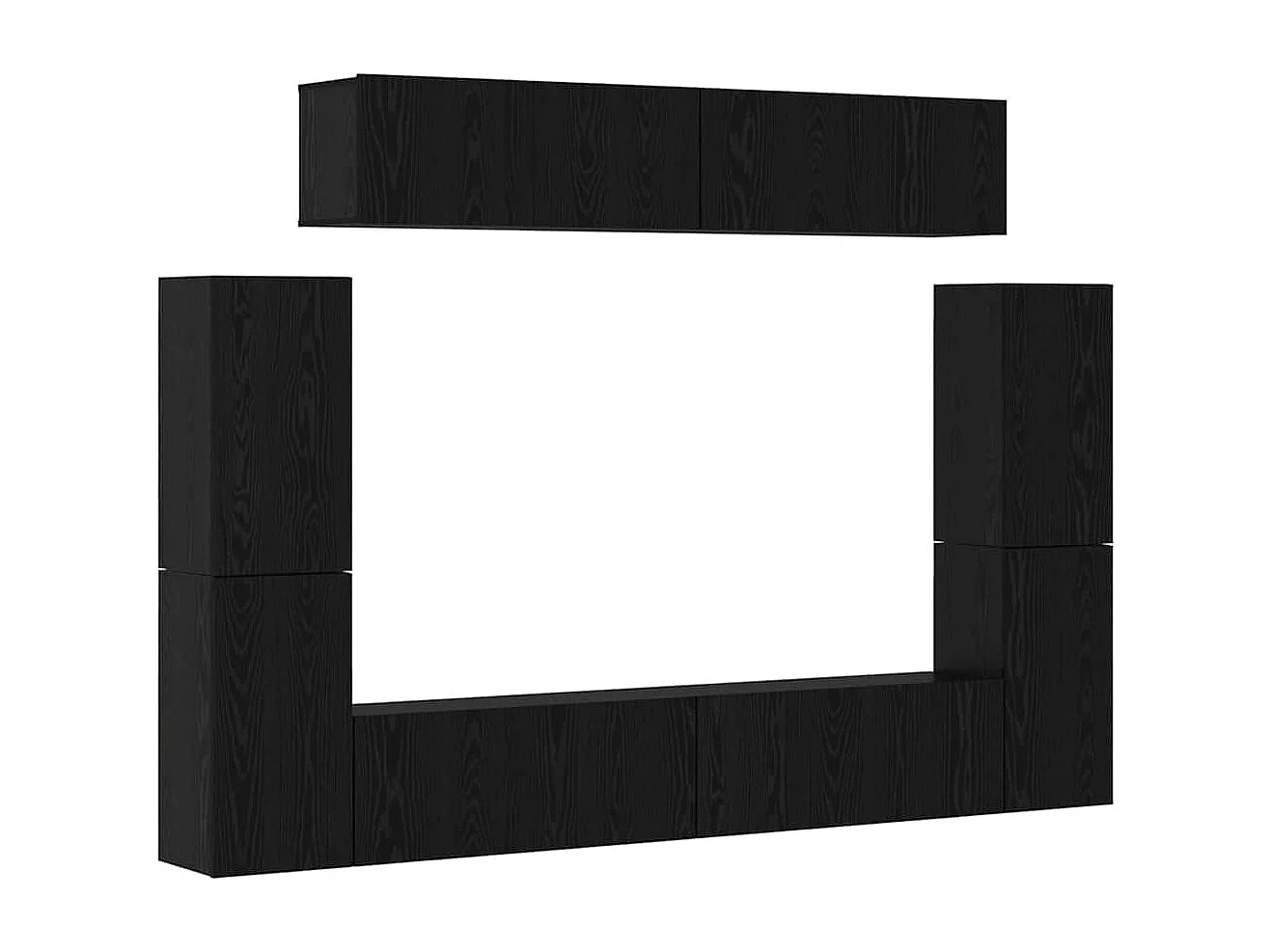 Conjunto de Mueble de TV | Mueble de salón 8 pcs Roble negro 80 x 30 x 30.5 cm