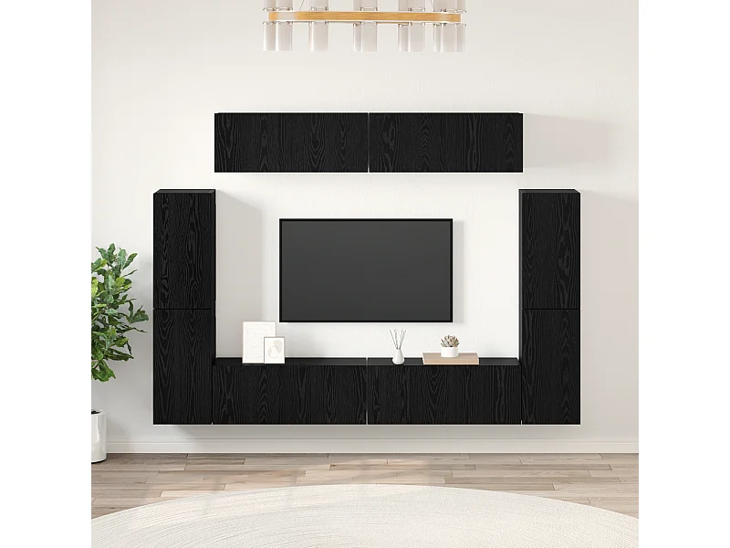 Ensemble meuble TV | Banc TV | Armoire TV 8 pcs Chêne Noir 80 x 30 x 30.5 cm