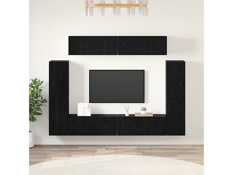 Ensemble meuble TV | Banc TV | Armoire TV 8 pcs Chêne Noir 80 x 30 x 30.5 cm