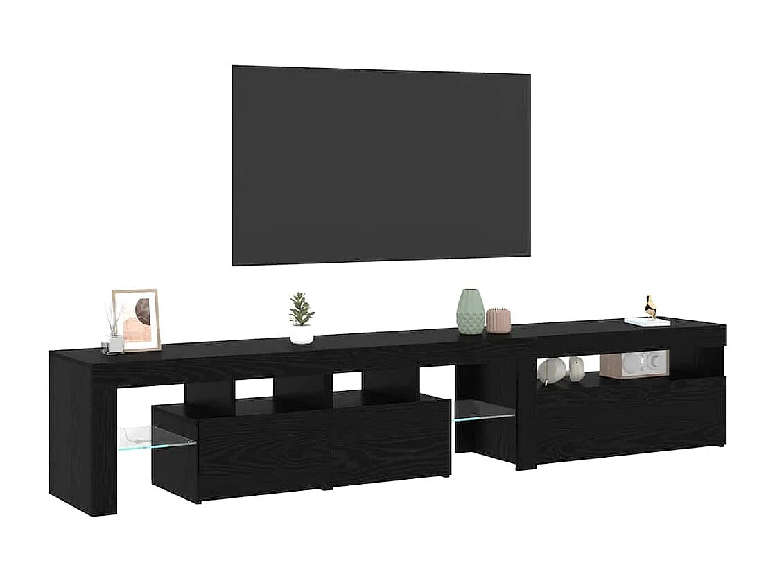 Muebles de TV | Gabinetes de TV |  Muebles de salón 2 pcs con luces LED de roble negro y madera elaborada