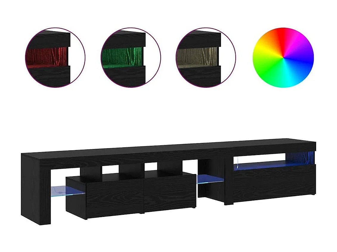 Muebles de TV | Gabinetes de TV |  Muebles de salón 2 pcs con luces LED de roble negro y madera elaborada